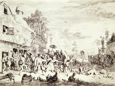 La fiera del villaggio, 1685 da Cornelis Dusart